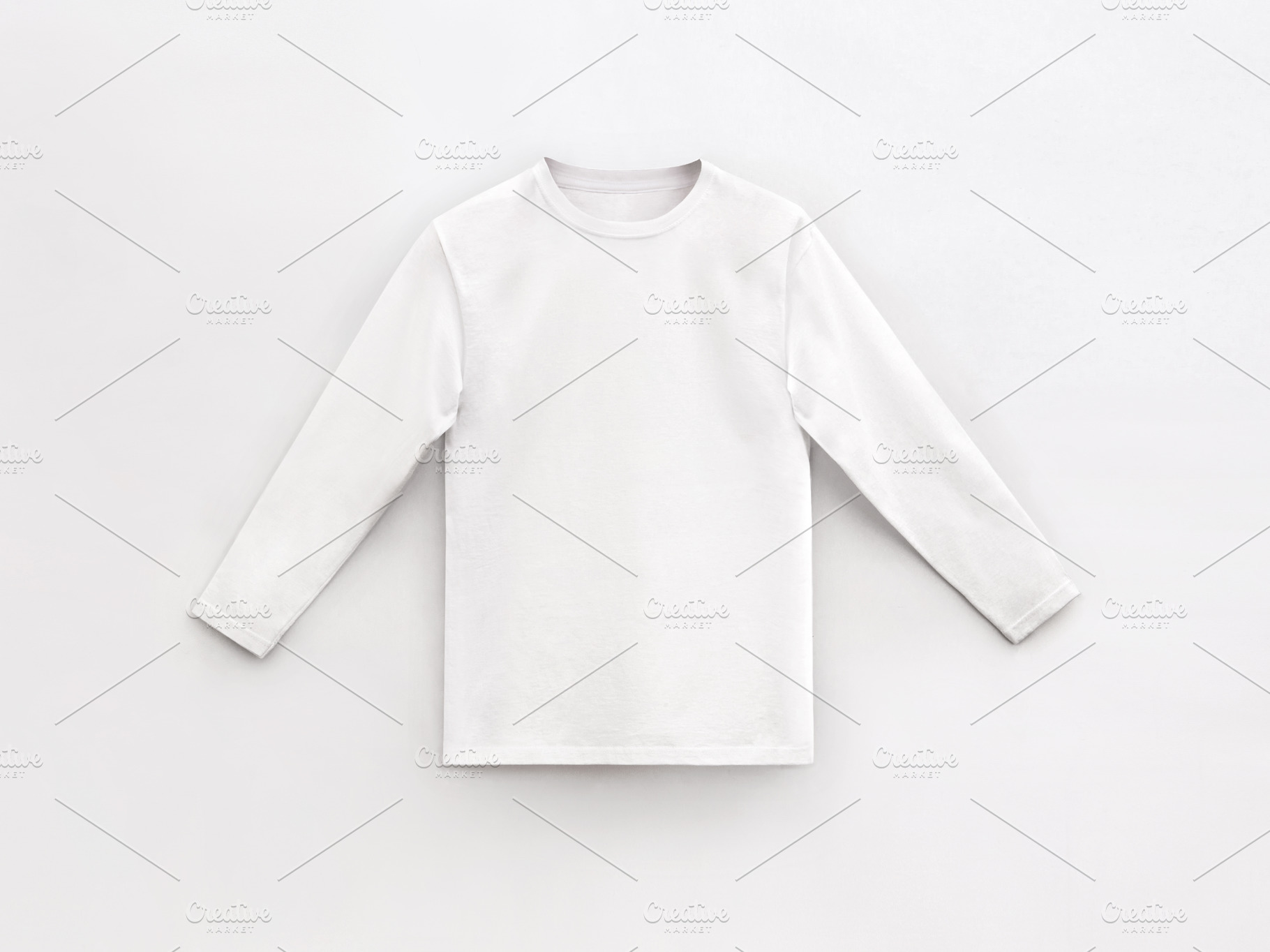 long sleeve round neck white t-shirt, a Photo by UN-BRANDED