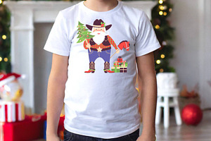 Cowboy Santa Sublimation PNG, JPG