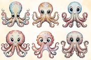 Watercolor Cute Octopus Clipart, an Illustration by CraftArtStudio (Thumbnail 2 of 4)