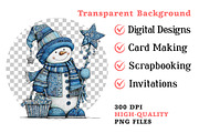 Christmas Blue Snowman Clipart, an Illustration by Dream Creation (Thumbnail 8 of 8)