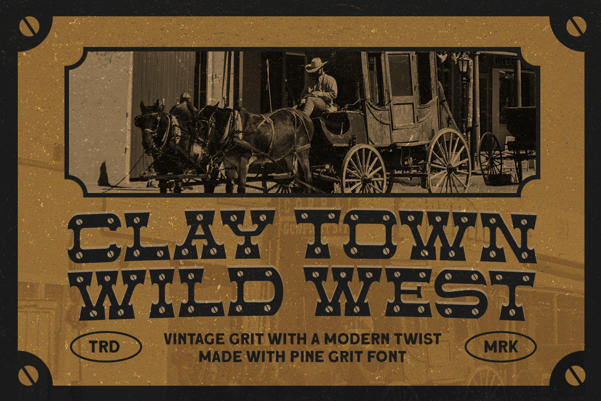 Pine Grit Western Display Font, a Slab Serif Font by Letterhend Studio (Photo 4 of 9)