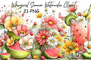 Whimsical Summer Watermelon Clipart, an Illustration by Libby Wishes (Thumbnail 1 of 4)