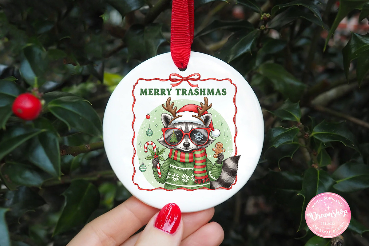 Merry Trashmas Raccoon Gift PNG, an Illustration by CreationArt (Photo 4 of 4)