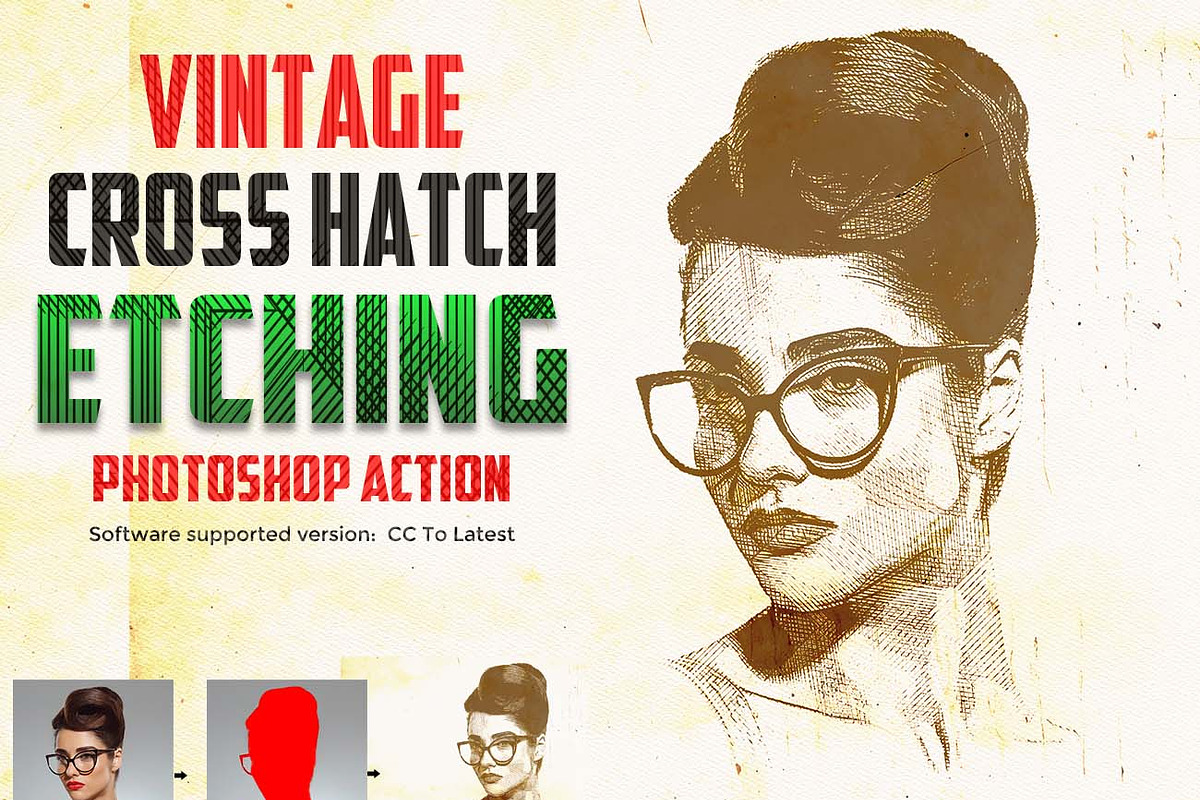 Vintage Cross Hatch Etching, an Action Add-On by Studio Retouch (Photo 1 of 11)