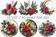 Christmas Poinsettia Clipart Set, a Seasonal Illustration by GalaDesign03 (Thumbnail 2 of 6)