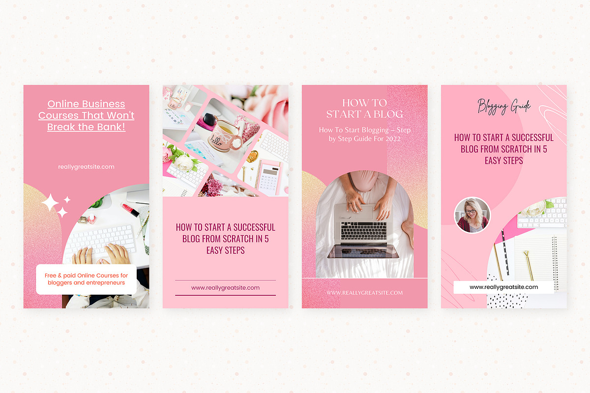 Pink Blogger Instagram Stories Canva, a Social Media Template by Crevo Studio (Photo 7 of 8)