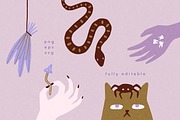 Whimsy witch. Halloween illustration, a Seasonal Illustration by kondratya (Thumbnail 2 of 13)