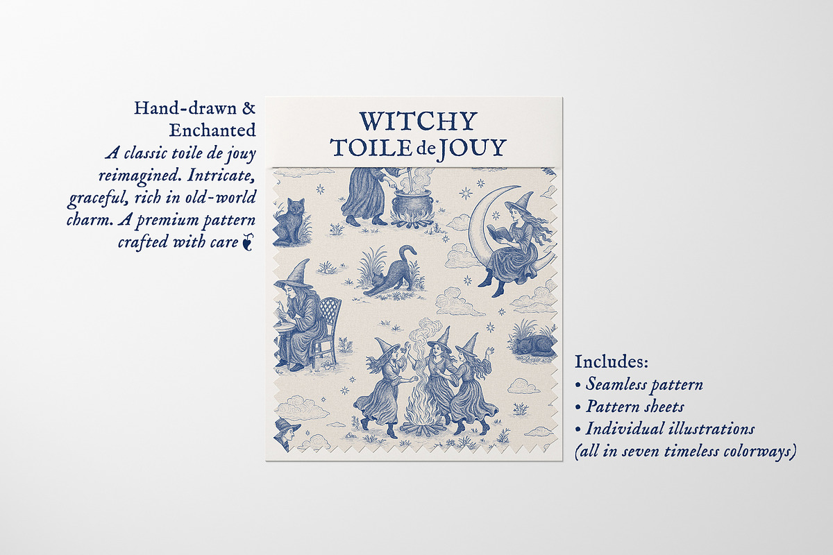 Witchy Toile de Jouy Pattern, a Pattern Graphic by Dina Mae (Photo 2 of 11)
