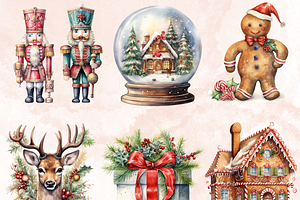 Watercolor Christmas Bundle Clipart