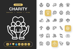 Charity Icons, an Outline Icon by Spacepixel Creative