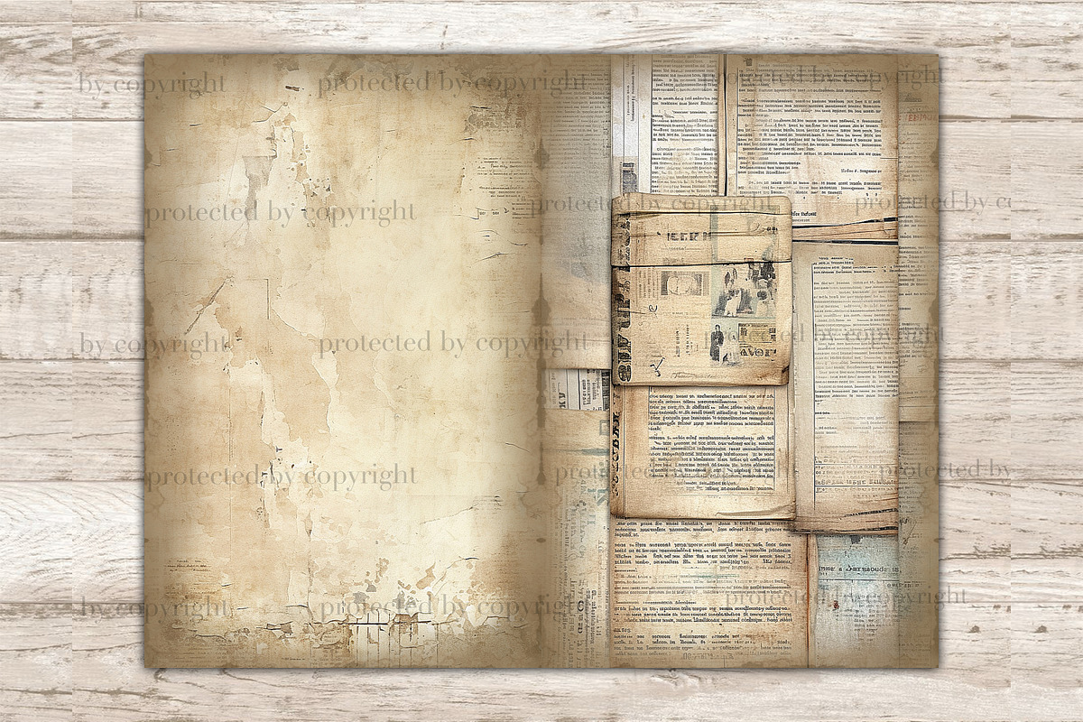 Vintage Newspaper Junk Journal, a Decorative Illustration by GlamArtZhanna (Photo 3 of 9)