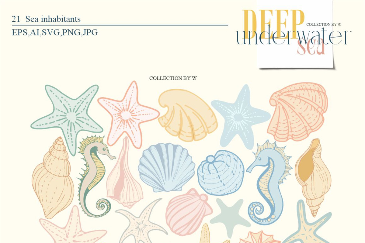 Deep underwater sea, an Animal Illustration by Collection by VY (Photo 9 of 14)
