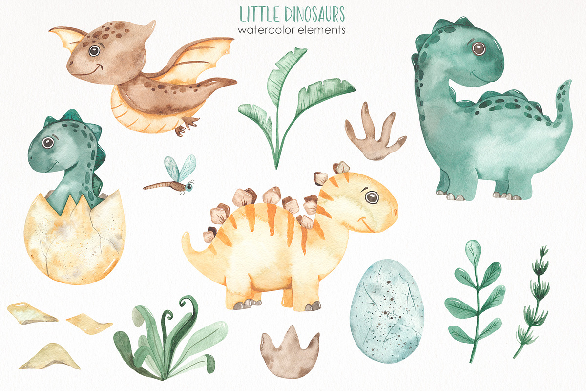 Little dinosaurs watercolor, an Animal Illustration by Marina Ermakova (Photo 2 of 13)