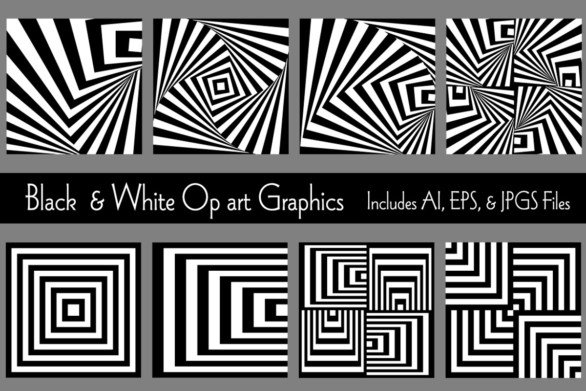 Black White Squares Op Art Graphics, a Background Graphic by Melissa Held Designs