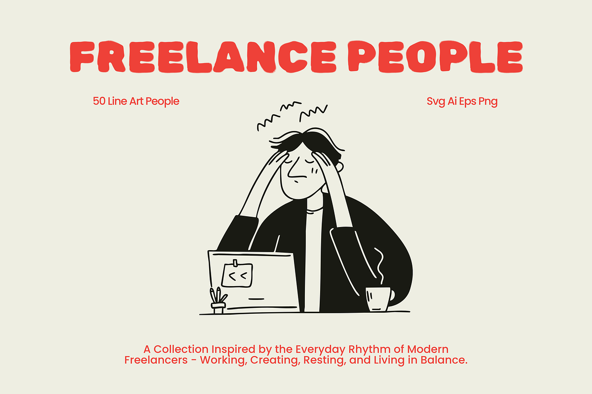 Freelance Life: 50 Line Art People, a Person Illustration by Veyla (Photo 1 of 10)