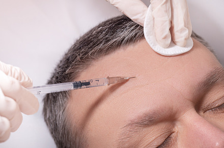 Man beauty procedure anti-wrinkle botox injections, a Health & Medical Photo by MDBildes