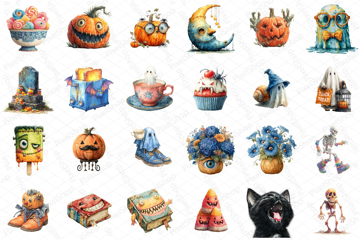 Spooky Weird Halloween Clipart, an Illustration by DreamPrint404 (Photo 2 of 5)