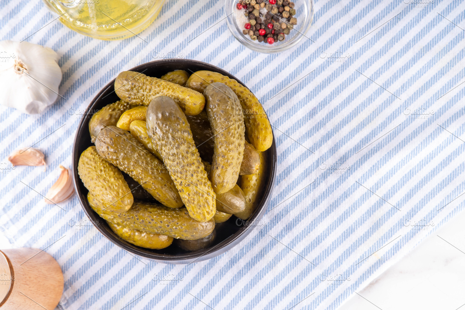 Homemade pickles, pickled gherkins or cucumbers, a Food & Drink Photo by Rimma