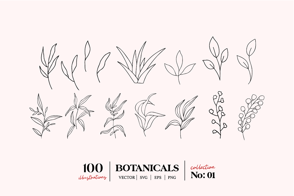 Botanical Line Art Logo Elements V1, a Texture Illustration by Kaya Fonts (Photo 11 of 19)