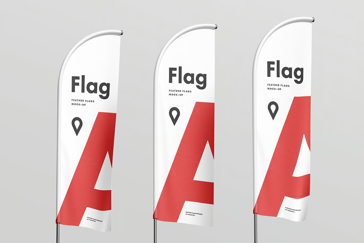 Feather Flag Mockup, an Advertising Mockup by zippypixelstudio (Photo 2 of 8)