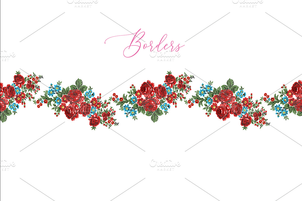 Vector embroidered roses, an Illustration by StabuLaRasa illustration (Photo 7 of 8)