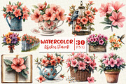 Spring Azalea Flower Clipart, a Work Illustration by OK Design (Thumbnail 1 of 4)
