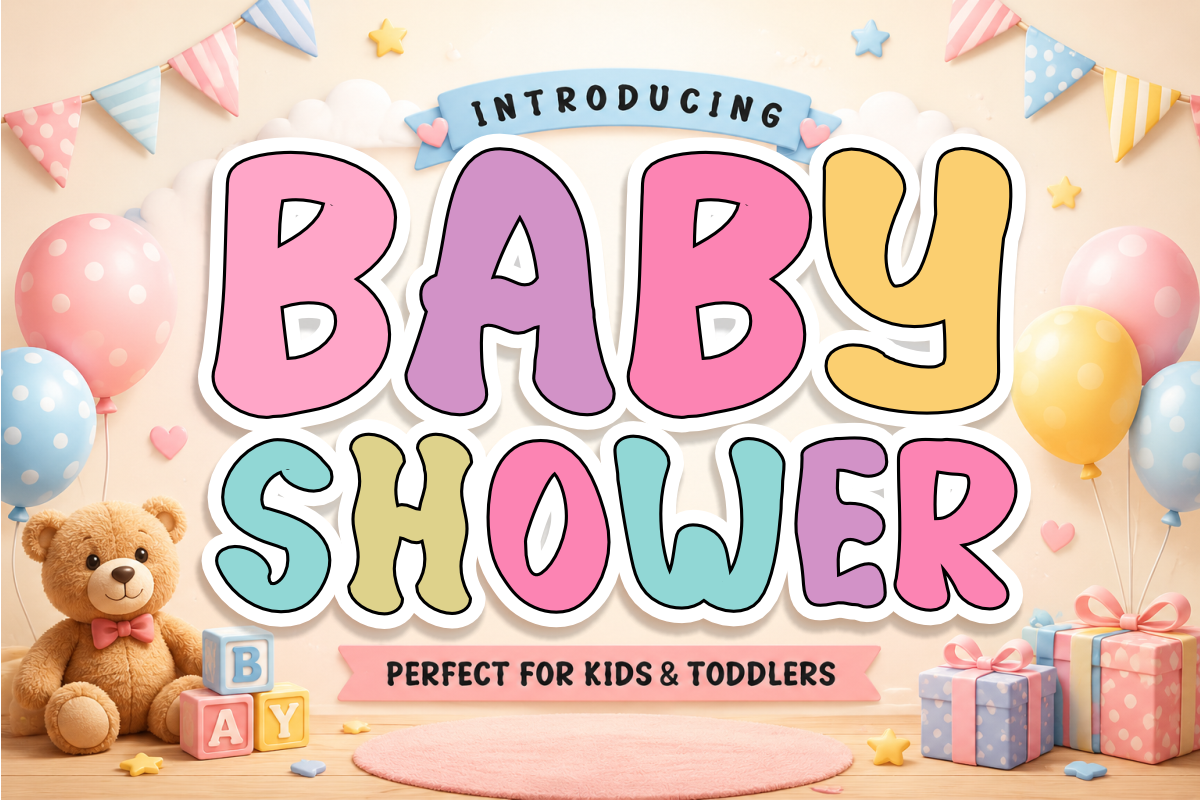 Baby Shower - Cute Bubbly Kids Font, a Sans Serif Font by KiddoGlyphs Studio (Photo 1 of 5)