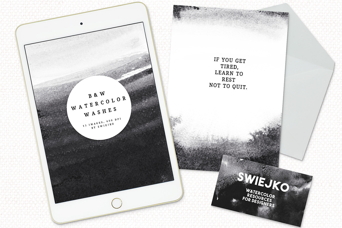 Black & White watercolor backgrounds, a Texture Graphic by swiejko (Photo 7 of 7)