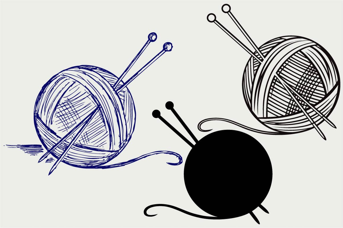 Yarn balls with needles SVG, an Outline Icon by LineworkStock
