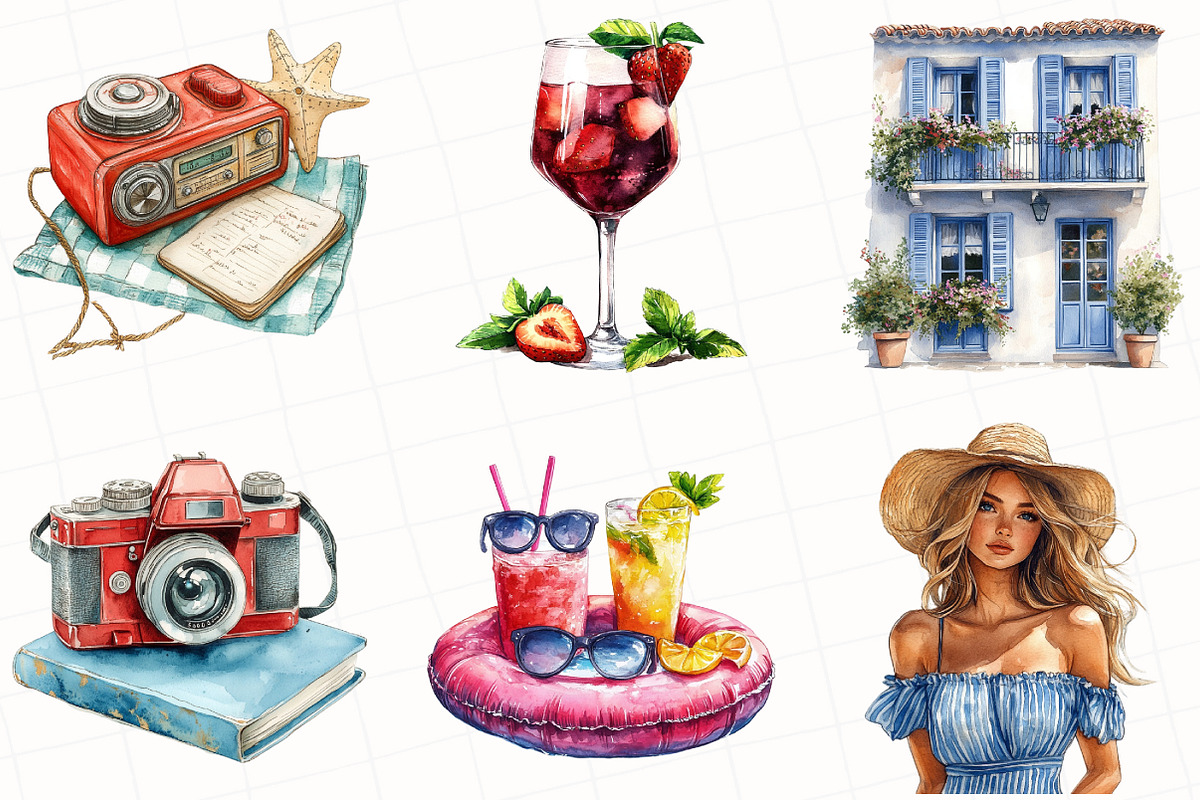 French Riviera Summer Clipart, an Illustration by OK Design (Photo 3 of 5)