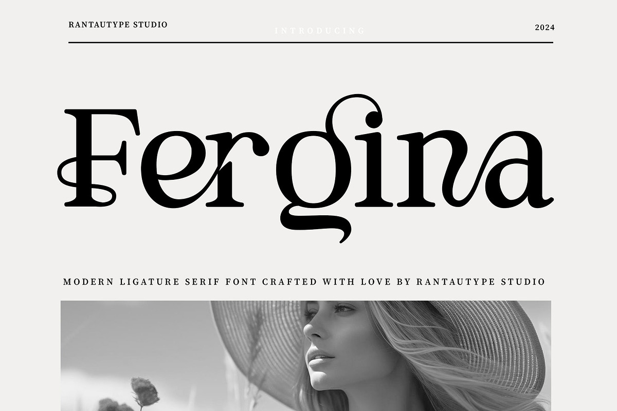 Fergina Modern Ligature Font, a Serif Font by RantautypeStudio (Photo 1 of 15)