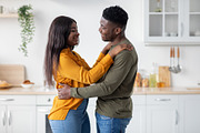 Portrait Of Young Loving Black Couple Having Romantic Moments At Home, a Photo by Prostock-Studio (Thumbnail 2 of 2)