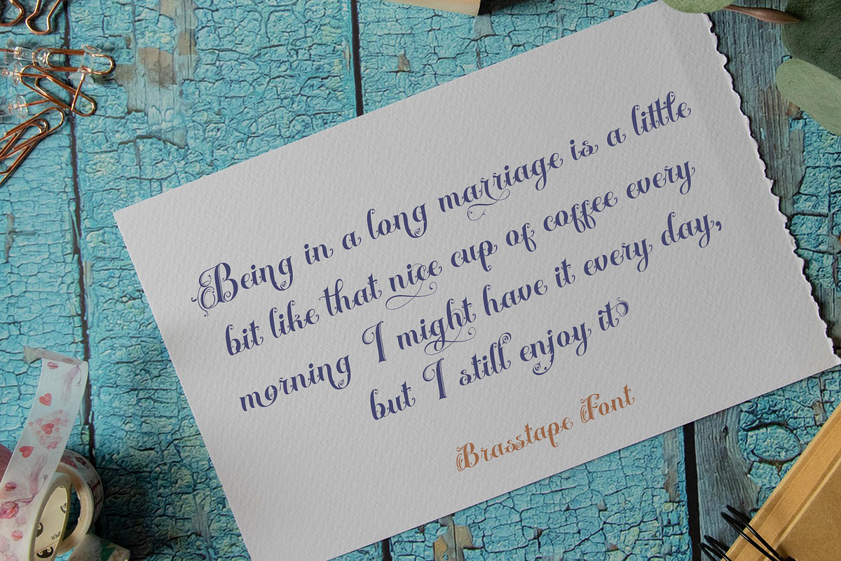 Brasstape Decorative Script, a Blackletter Font by madeDeduk (Photo 8 of 10)