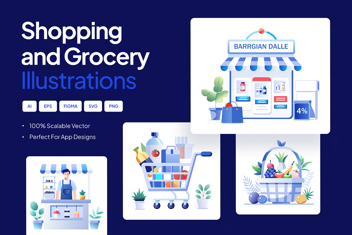 Grocery Shopping Illustrations, a Food Illustration by Prosymbols (Photo 1 of 10)