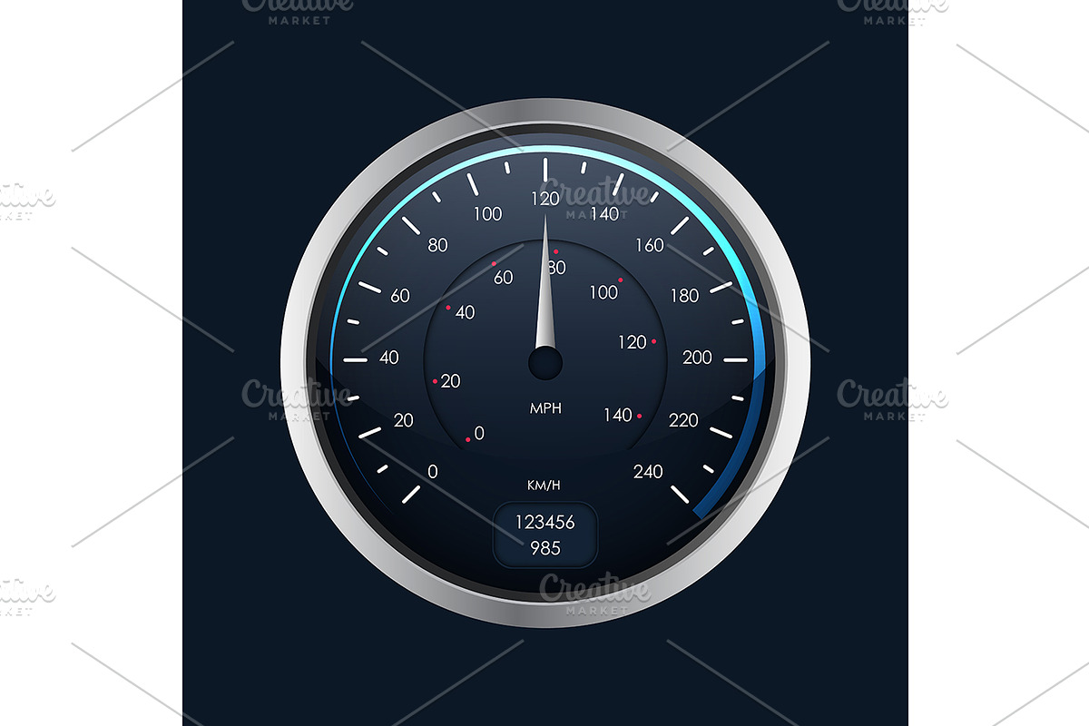 3d Speedometers Set. Vector, an Object Graphic by Bigmouse_art