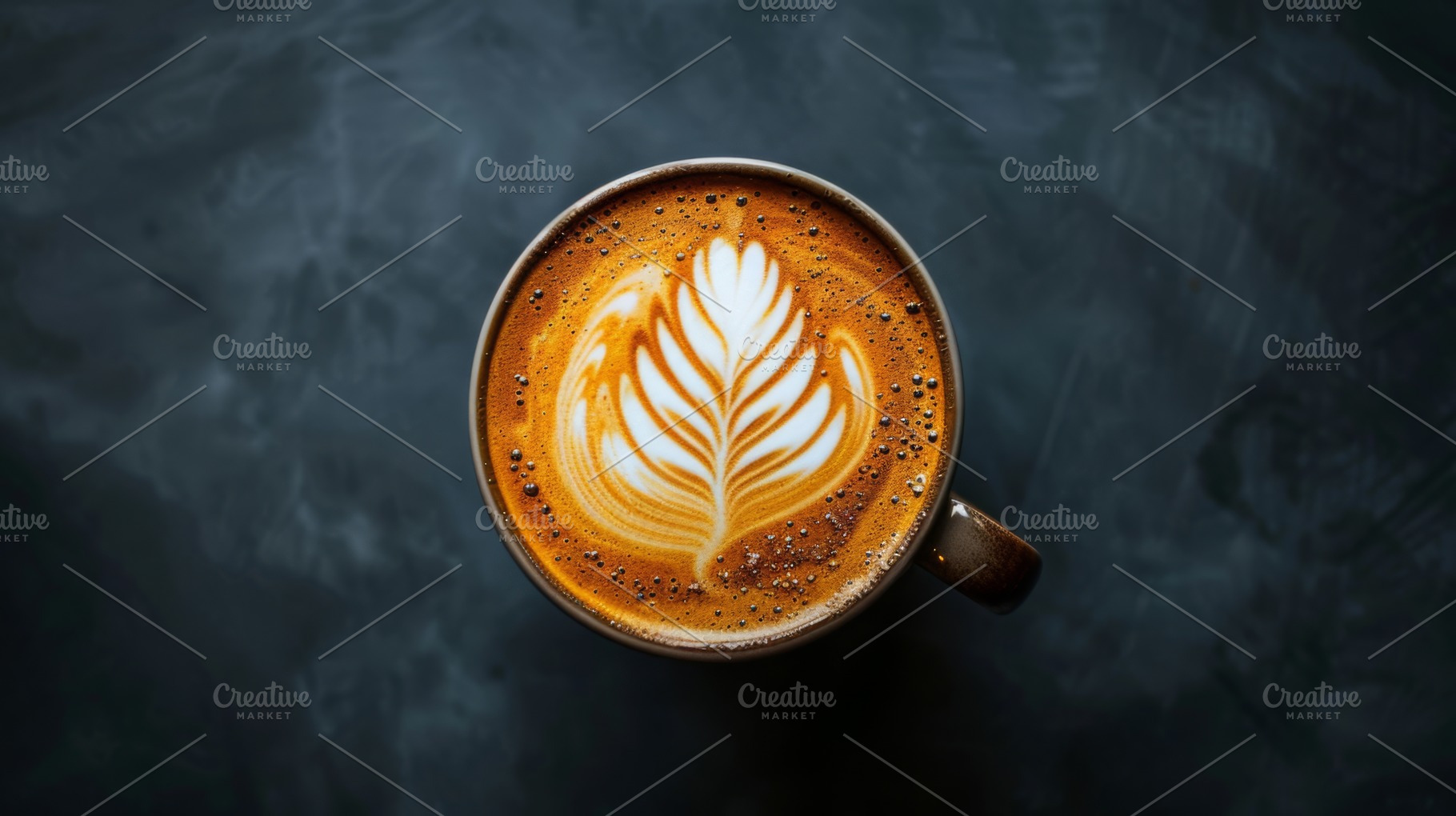Coffee foam in the shape of a flower, a Food & Drink Photo by Handmadefont