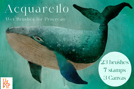 Acquarello Wet Procreate Brushes, a Brush Add-On by KJP Designs
