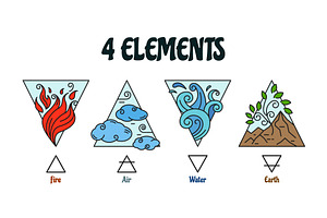 Four Elements Symbols. Fire, Air