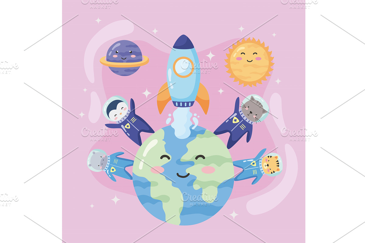planet and space animals, an Animal Illustration by studiogstock