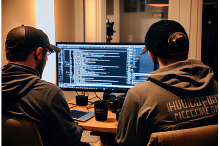 two coders working, a Technology Photo by Neirfy