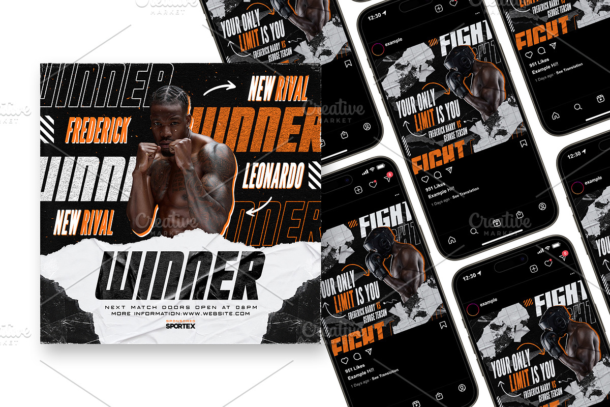5 Boxing Instagram Post Template, a Social Media Template by OnurDemircan (Photo 2 of 4)