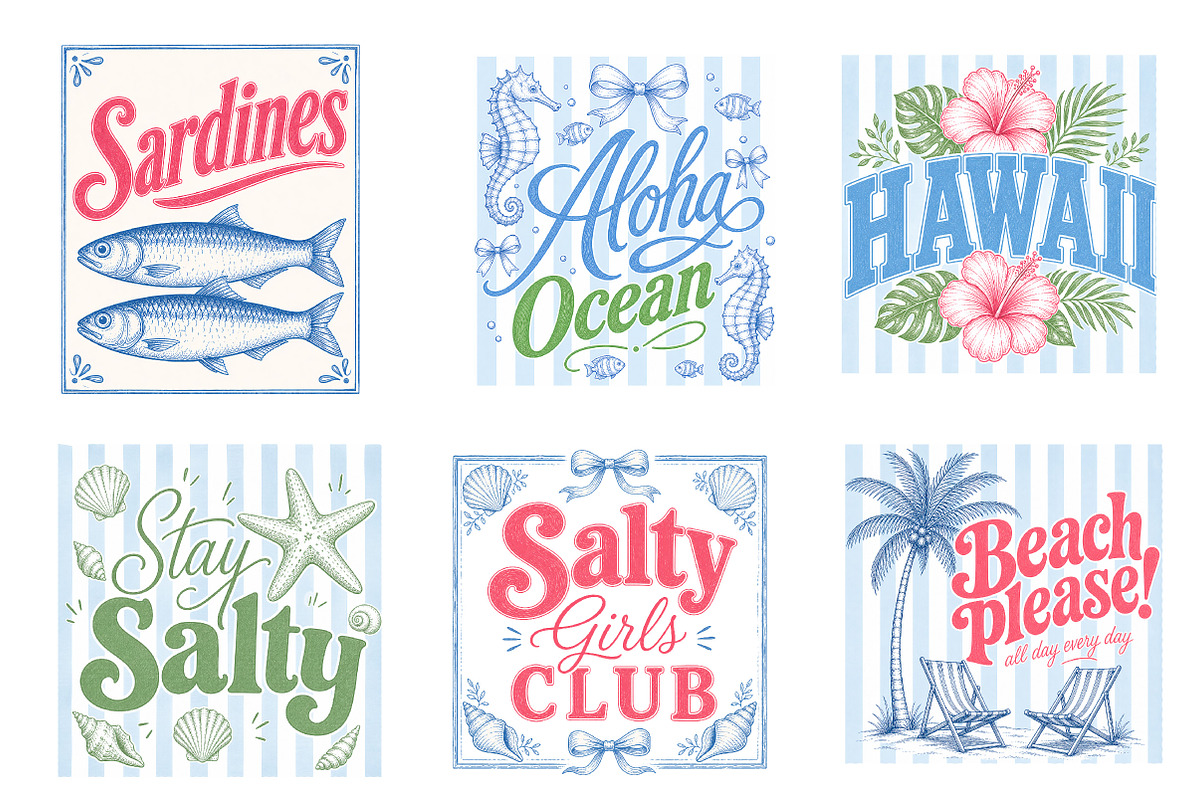 Preppy Coastal Summer Clipart Bundle, a Seasonal Illustration by Dream Creation (Photo 11 of 11)