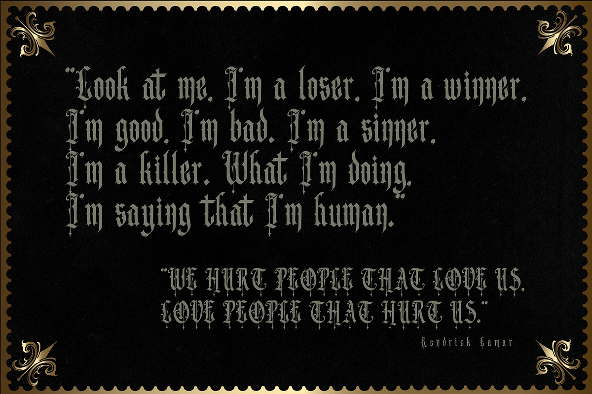 Gematype Blackletter + Ornament font, a Blackletter Font by dansdesign (Photo 6 of 7)