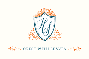 Hand Drawn Crest with Leaves