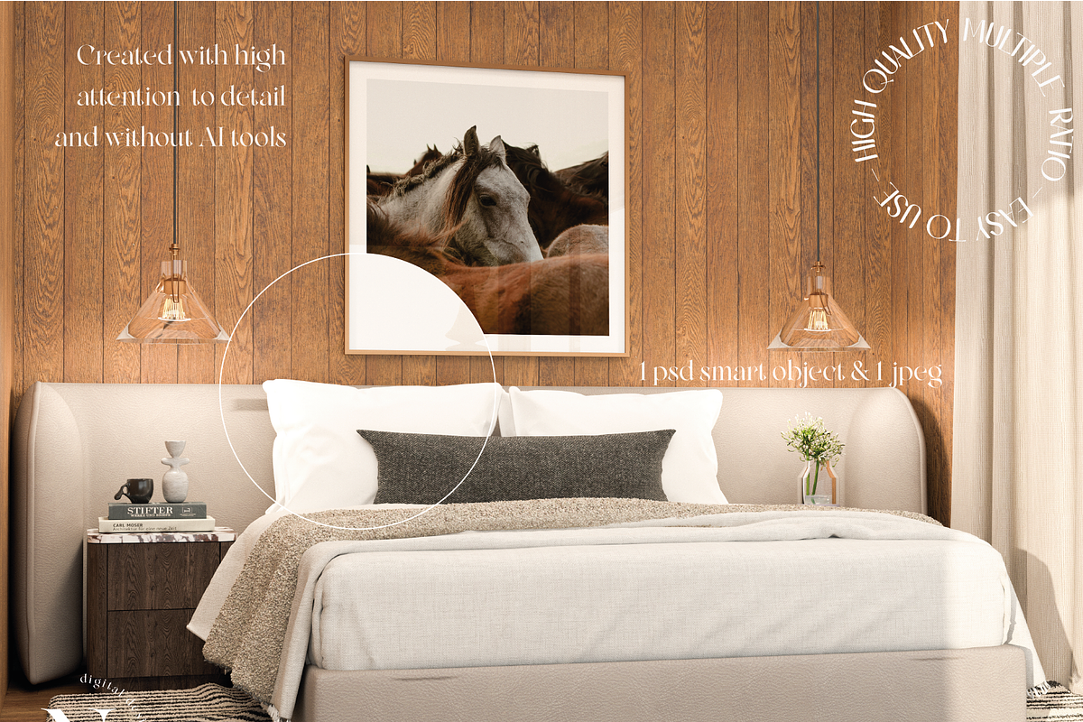 Bundle - Cozy Bedroom Frame Mockup, an Advertising Mockup by N digital designs (Photo 4 of 8)