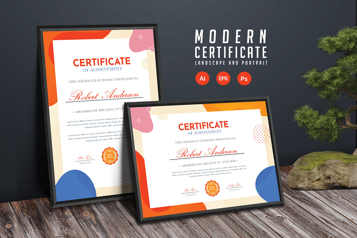 577. Modern Certificate Template, a Stationery Template by CreativeRezwan (Photo 2 of 3)