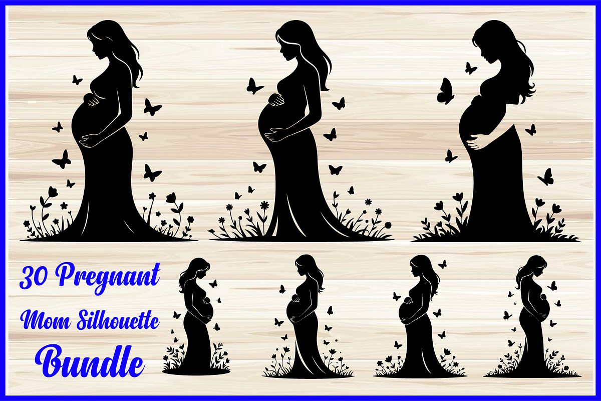 30 Pregnant Mom Silhouette Bundle, a Person Illustration by Artivon (Photo 1 of 4)