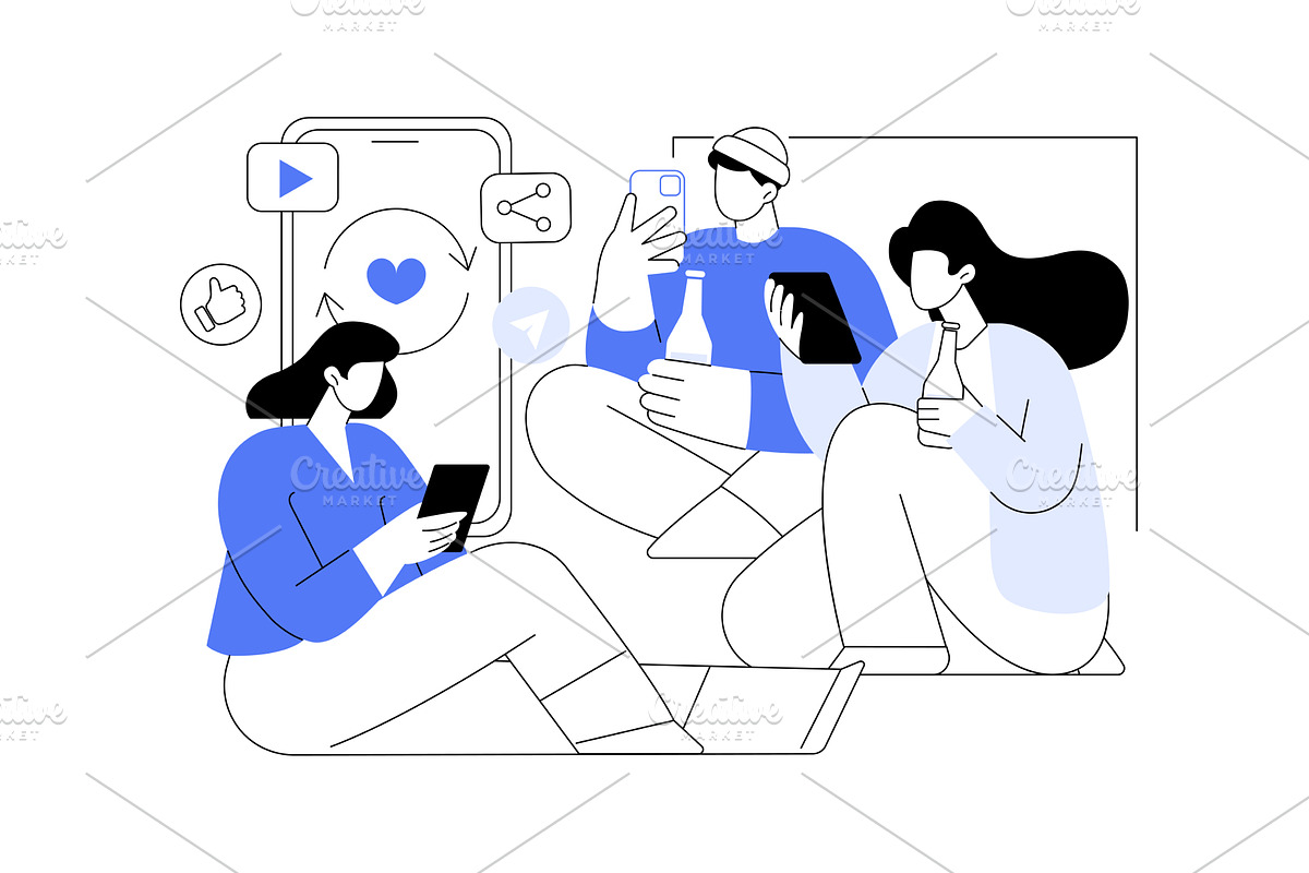 Social media addiction isolated, a Person Illustration by Visual Generation