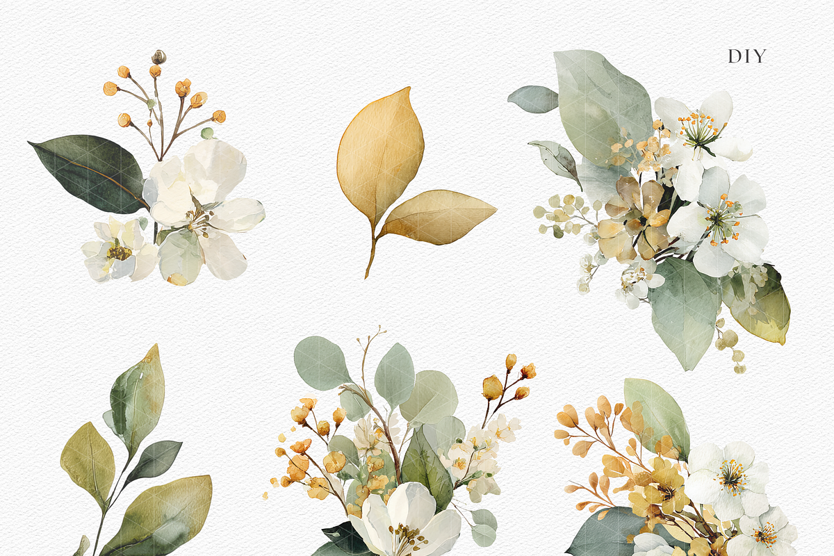 Elegant Neutral Wildflower Bouquet, a Decorative Illustration by ThaismotaCreativeCo (Photo 4 of 11)