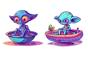 Cute Alien Clipart Bundle